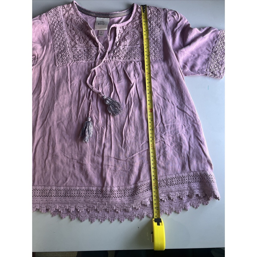 Knox Rose Crinkle Gauze Top Size Small Purple Lilac Lace Tassels Boho Hippie - Picture 11 of 12